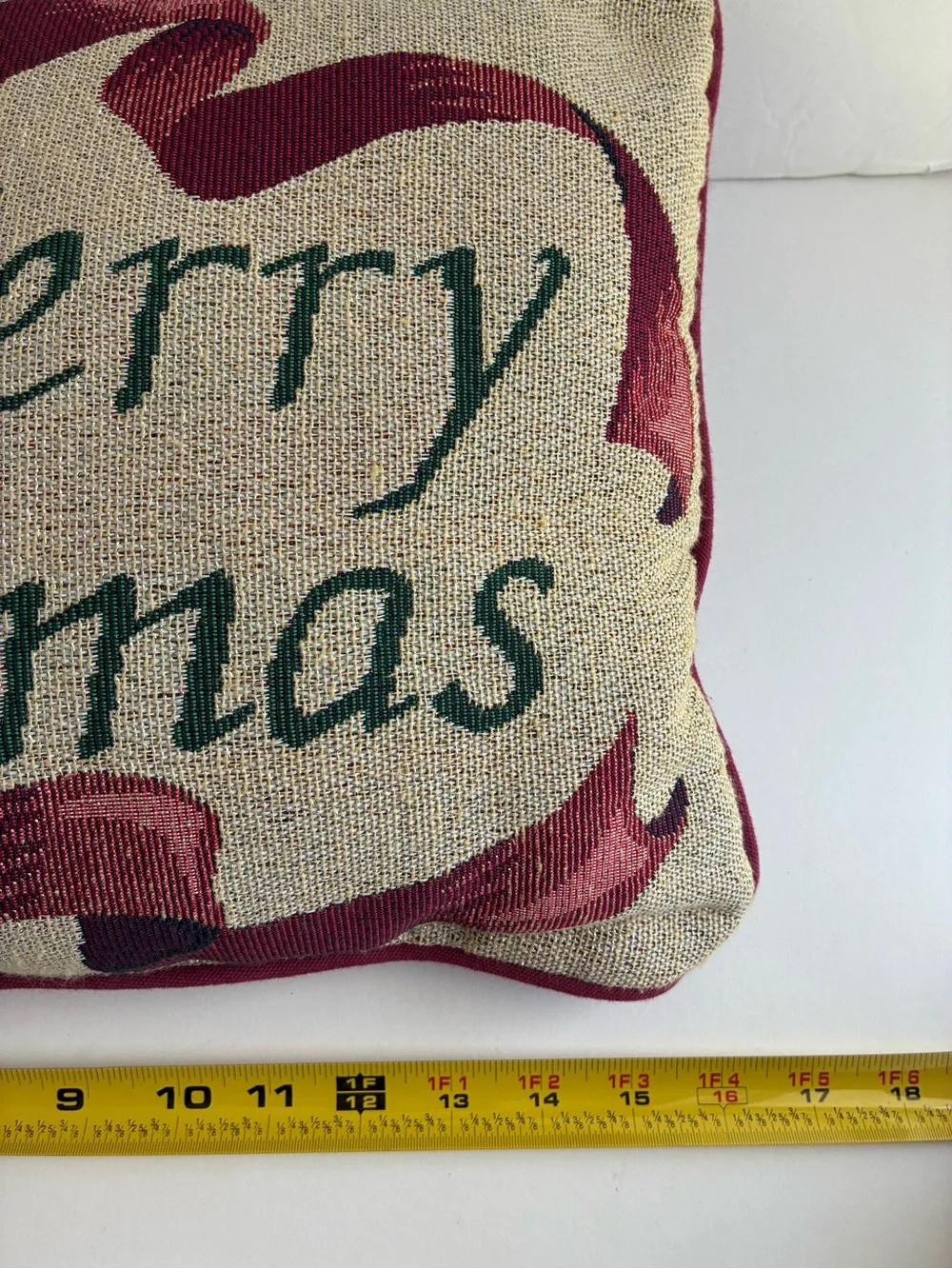 Vintage Merry Christmas Embroidered Throw Pillow 11” x17